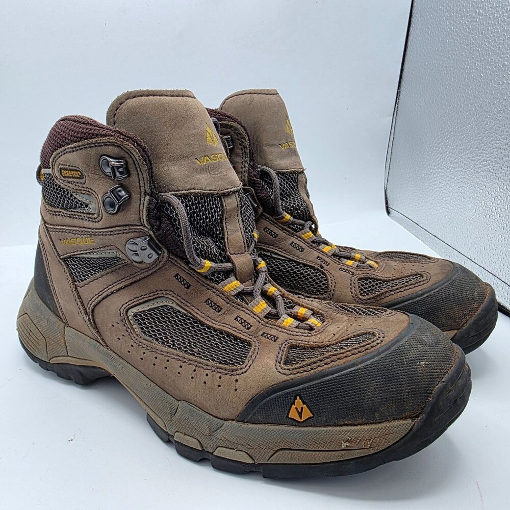Vasque Breeze 2.0 Gore Tex Mens Size 8.5 Brown Boots Hiking Camping Vibram Soles